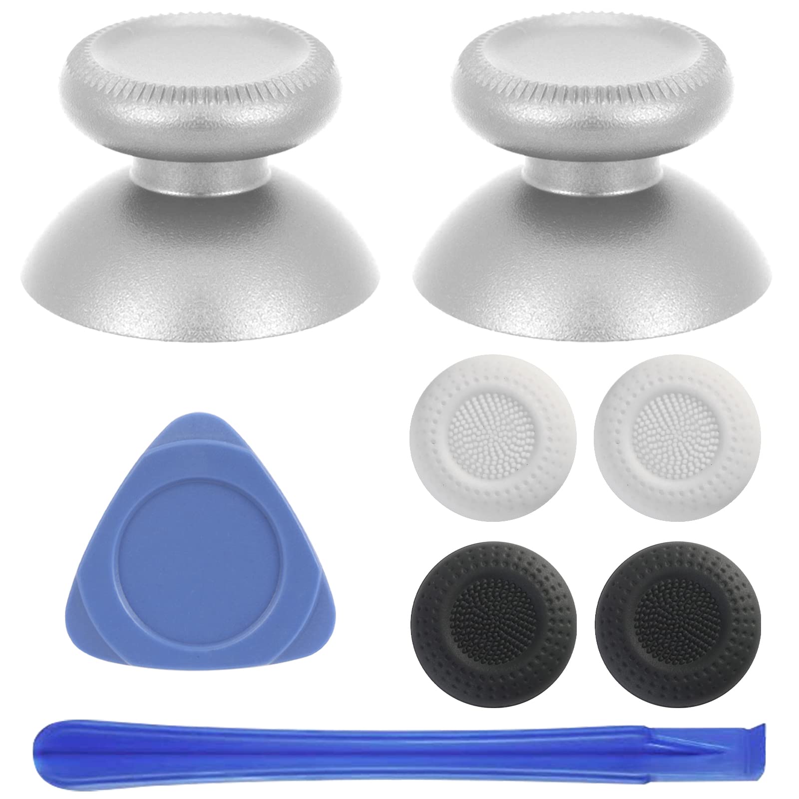 Vrbrother 2Pcs Replacement Rocker Metal Analog Joystick Thumbstick Mushroom Caps Repair For Meta Oculus Quest 2 (Silver)